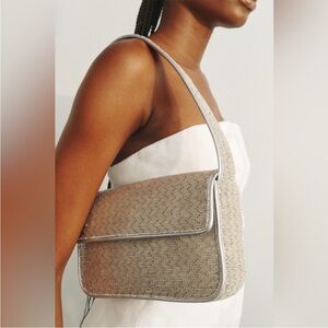 STAUD Metallic Beige Shoulder Bag